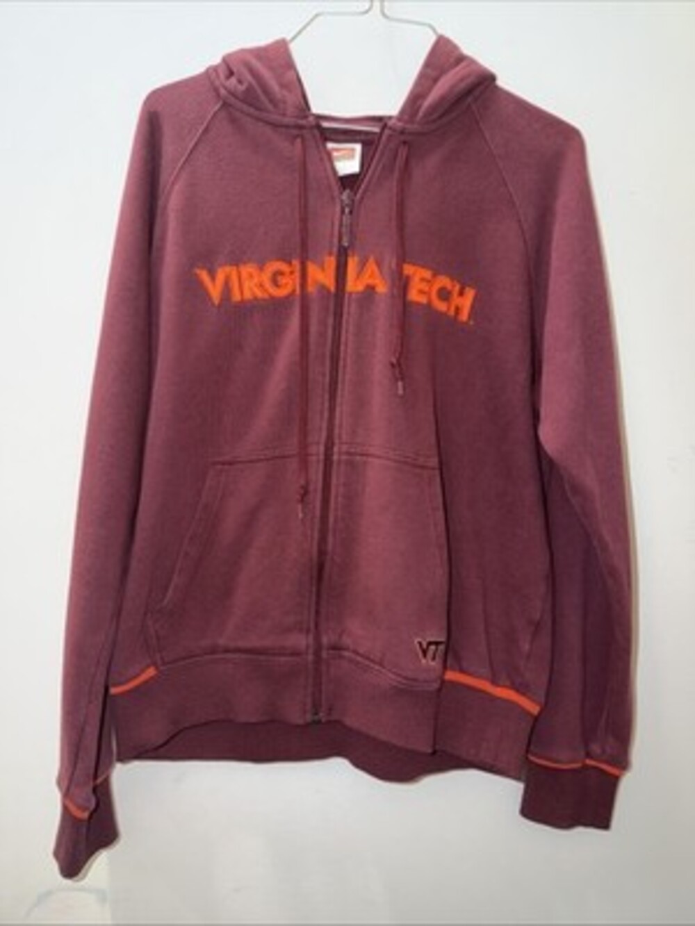 Vintage Virginia Tech Hokies Hoodie Youth Large Nike Full Zip Jacket Y2K
